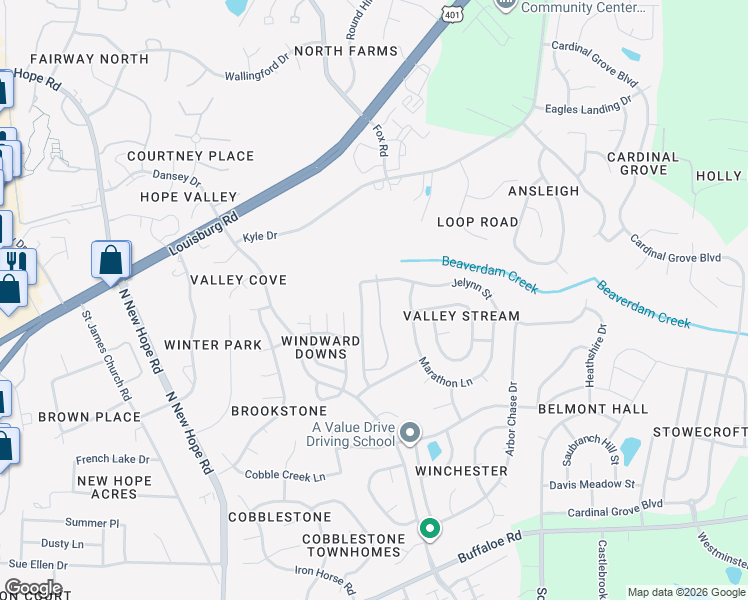 map of restaurants, bars, coffee shops, grocery stores, and more near 4916 Tommans Trail in Raleigh
