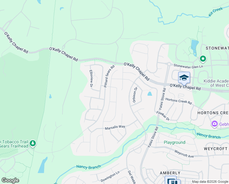map of restaurants, bars, coffee shops, grocery stores, and more near 728 Blackfriars Loop in Cary