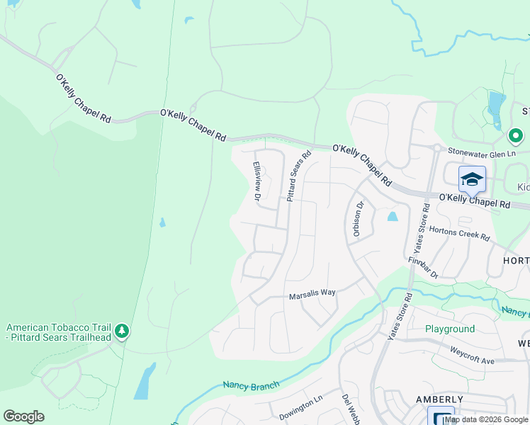 map of restaurants, bars, coffee shops, grocery stores, and more near 208 Ellisview Drive in Cary