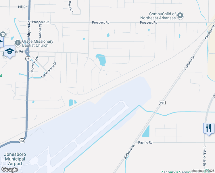 map of restaurants, bars, coffee shops, grocery stores, and more near 296 Prospect Trail in Jonesboro
