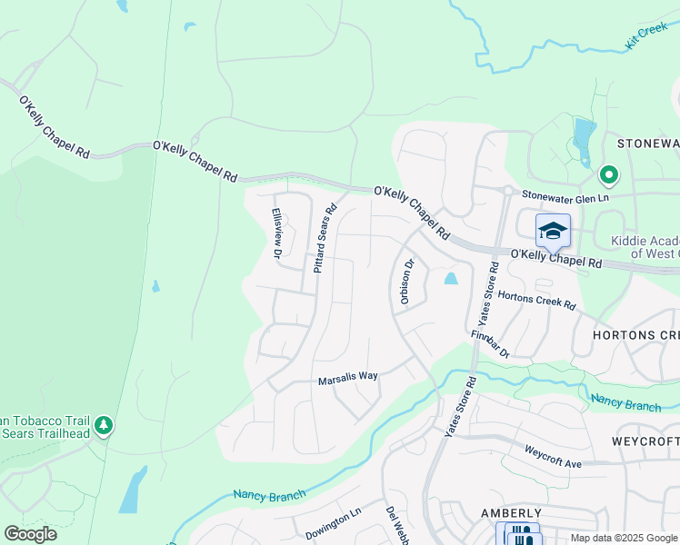 map of restaurants, bars, coffee shops, grocery stores, and more near 216 Abbey View Way in Cary