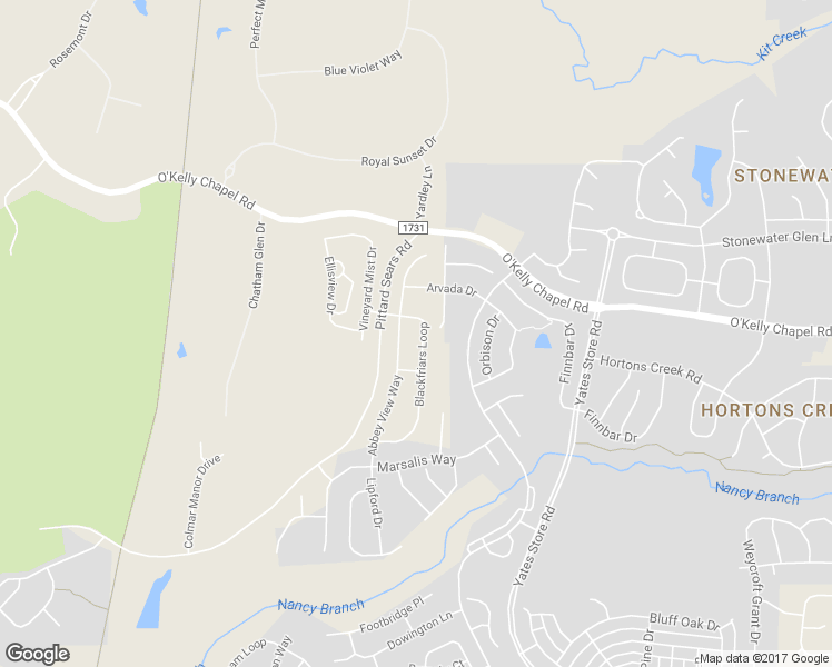 map of restaurants, bars, coffee shops, grocery stores, and more near 732 Blackfriars Loop in Cary