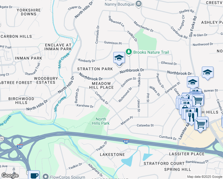 map of restaurants, bars, coffee shops, grocery stores, and more near 809 Tyrrell Road in Raleigh