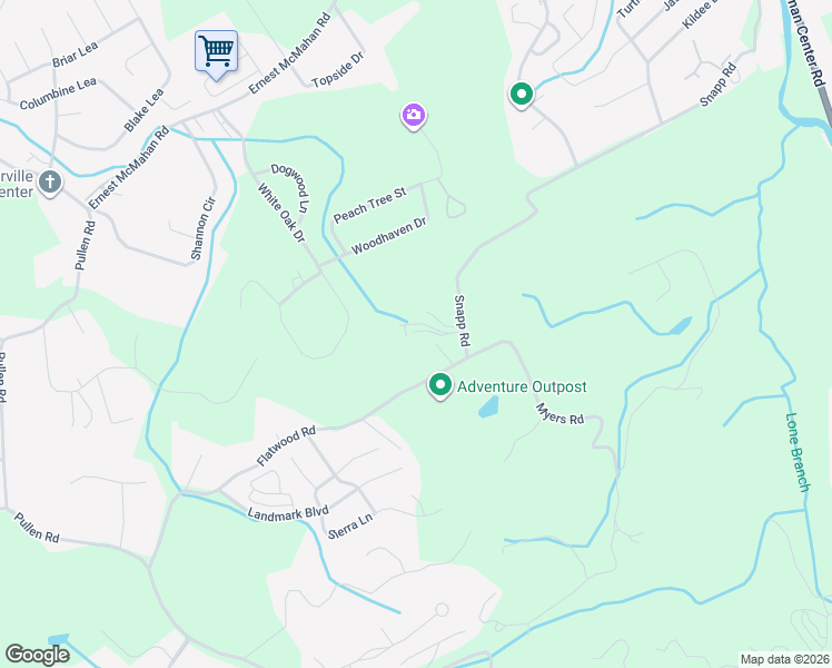 map of restaurants, bars, coffee shops, grocery stores, and more near 1517 Woodhaven Drive in Sevierville