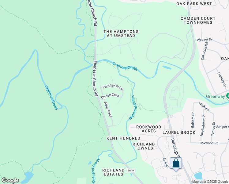 map of restaurants, bars, coffee shops, grocery stores, and more near 5017 Clyden Cove in Raleigh