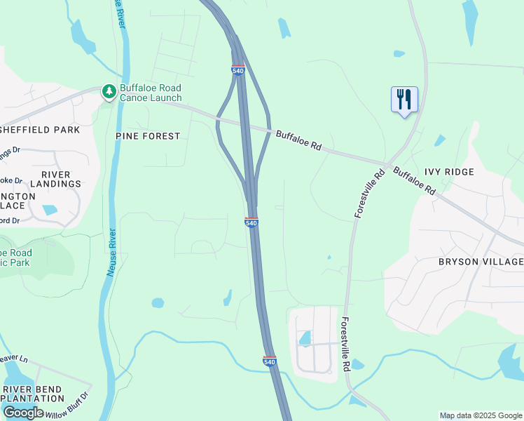 map of restaurants, bars, coffee shops, grocery stores, and more near Northern Wake Expressway in Raleigh