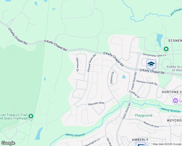 map of restaurants, bars, coffee shops, grocery stores, and more near 221 Abbey View Way in Cary