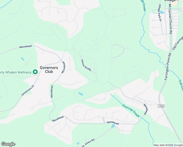 map of restaurants, bars, coffee shops, grocery stores, and more near 95103 Vance Knoll in Chapel Hill