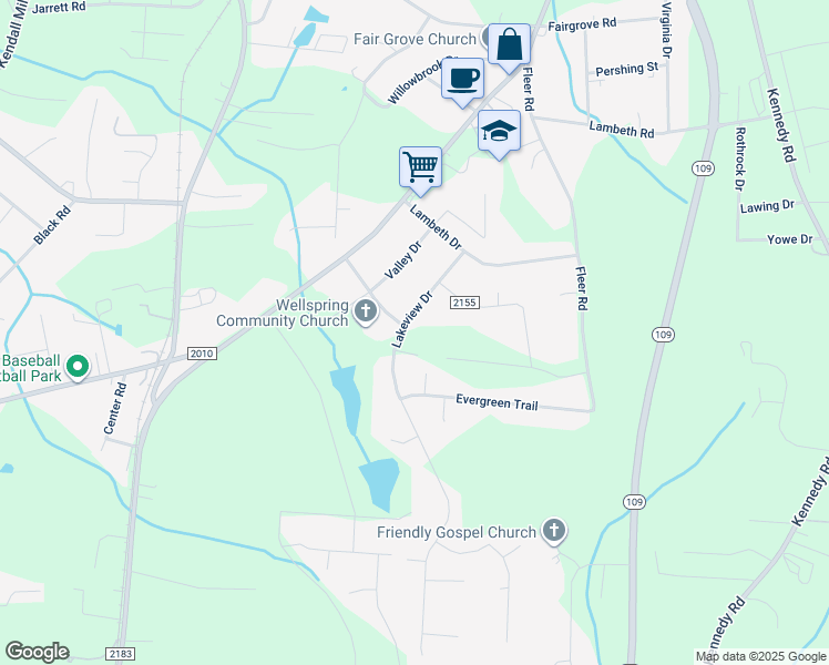 map of restaurants, bars, coffee shops, grocery stores, and more near 539 Lakeview Drive in Thomasville