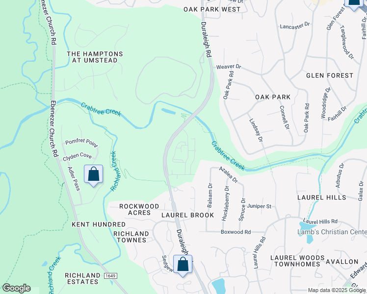 map of restaurants, bars, coffee shops, grocery stores, and more near 4800 Duraleigh Road in Raleigh