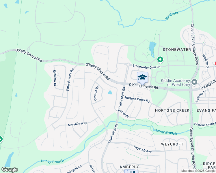map of restaurants, bars, coffee shops, grocery stores, and more near 815 Finnbar Drive in Cary