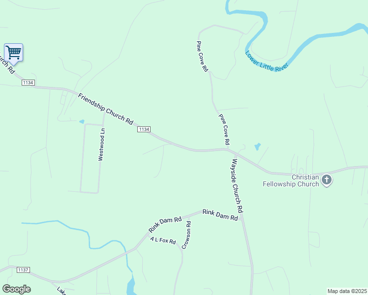 map of restaurants, bars, coffee shops, grocery stores, and more near Friendship Church Road in Alexander County