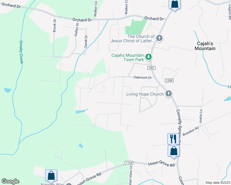 map of restaurants, bars, coffee shops, grocery stores, and more near 111 Royal Oak Court in Lenoir