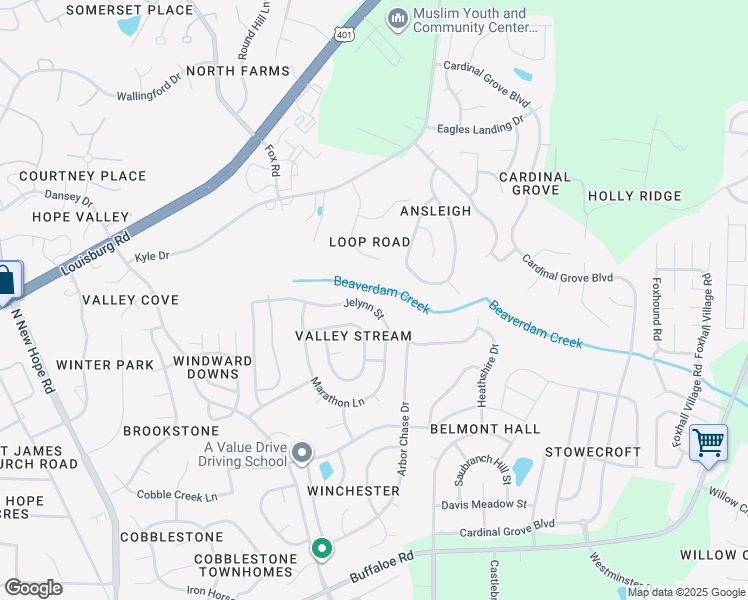 map of restaurants, bars, coffee shops, grocery stores, and more near 4813 Jelynn Street in Raleigh
