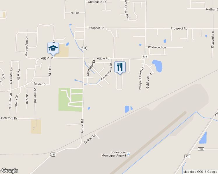 map of restaurants, bars, coffee shops, grocery stores, and more near 4217 Teri Dawn Cove in Jonesboro