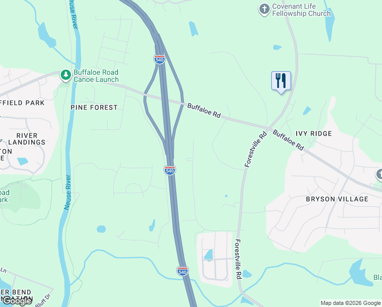 map of restaurants, bars, coffee shops, grocery stores, and more near 5136 Needham Road in Raleigh