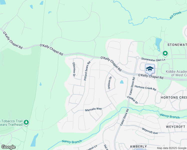 map of restaurants, bars, coffee shops, grocery stores, and more near 721 Blackfriars Loop in Cary