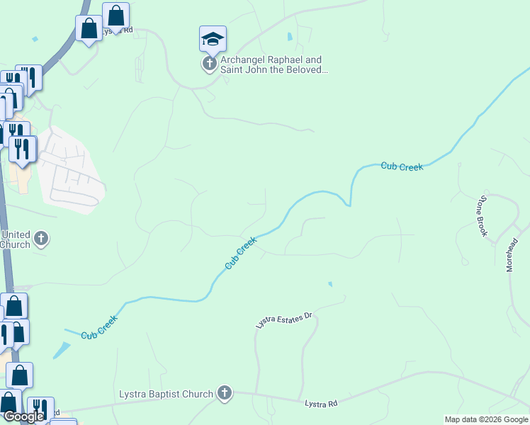 map of restaurants, bars, coffee shops, grocery stores, and more near Victory Park Drive in Chapel Hill