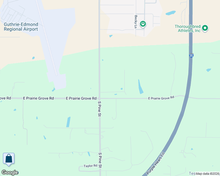 map of restaurants, bars, coffee shops, grocery stores, and more near 3818 East Prairie Grove Road in Guthrie