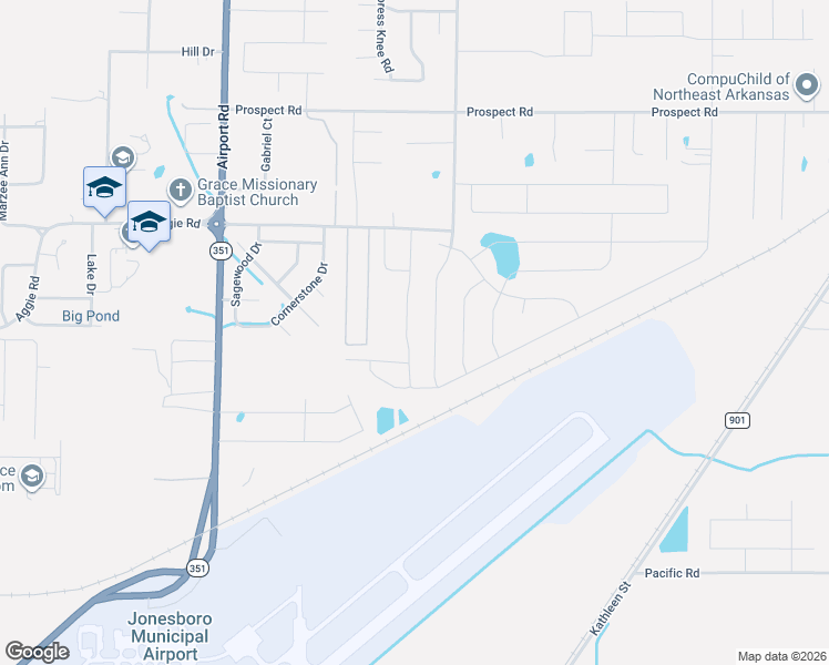 map of restaurants, bars, coffee shops, grocery stores, and more near 277 Prospect Farm Lane in Jonesboro