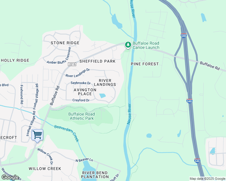map of restaurants, bars, coffee shops, grocery stores, and more near 4513 River Edge Drive in Raleigh