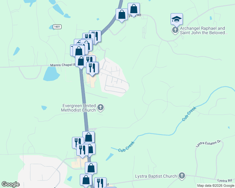 map of restaurants, bars, coffee shops, grocery stores, and more near 181 Bare Foot Drive in Chapel Hill