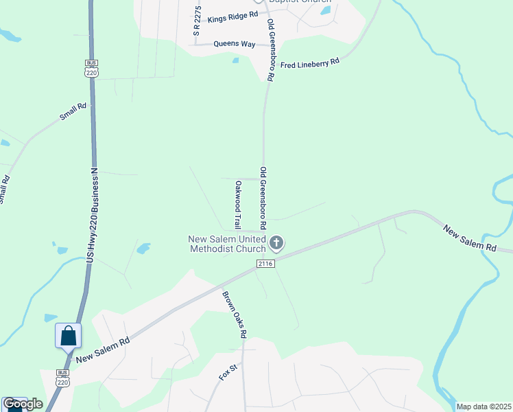 map of restaurants, bars, coffee shops, grocery stores, and more near 4611 Old Greensboro Road in Randleman