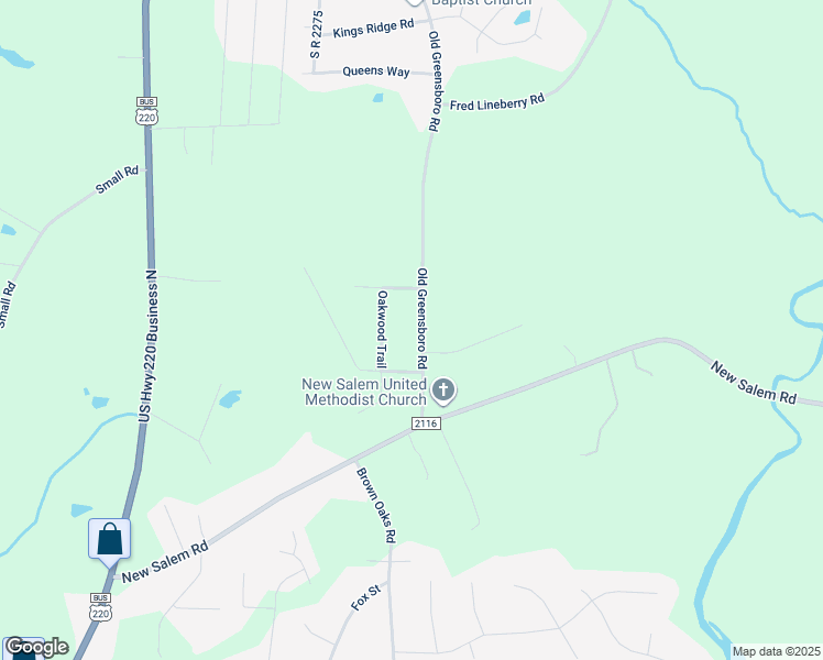 map of restaurants, bars, coffee shops, grocery stores, and more near 4611 Old Greensboro Road in Randleman