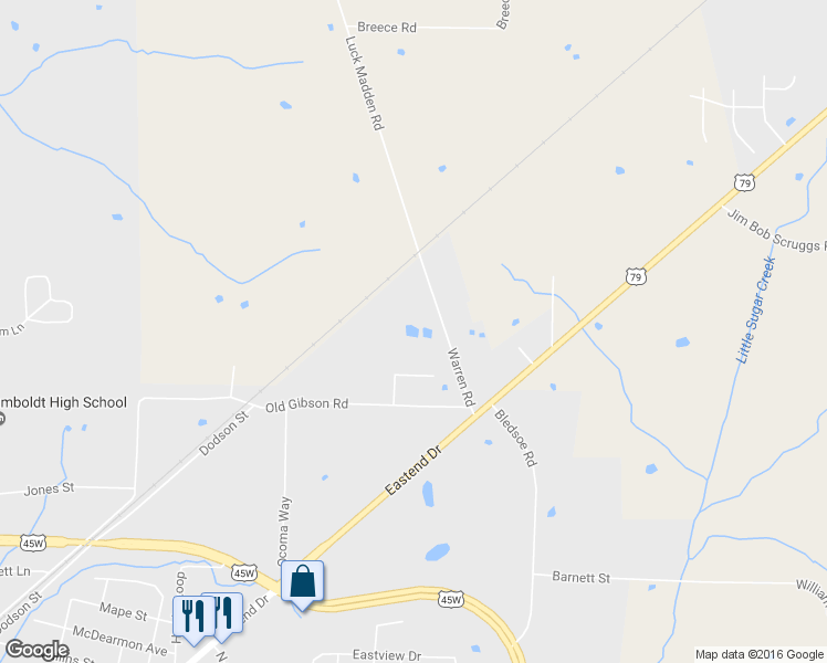 map of restaurants, bars, coffee shops, grocery stores, and more near 3101 Warren Road in Humboldt