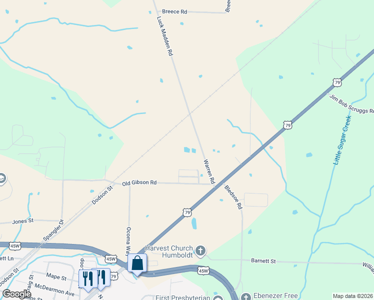 map of restaurants, bars, coffee shops, grocery stores, and more near 3101-4455 Warren Road in Humboldt