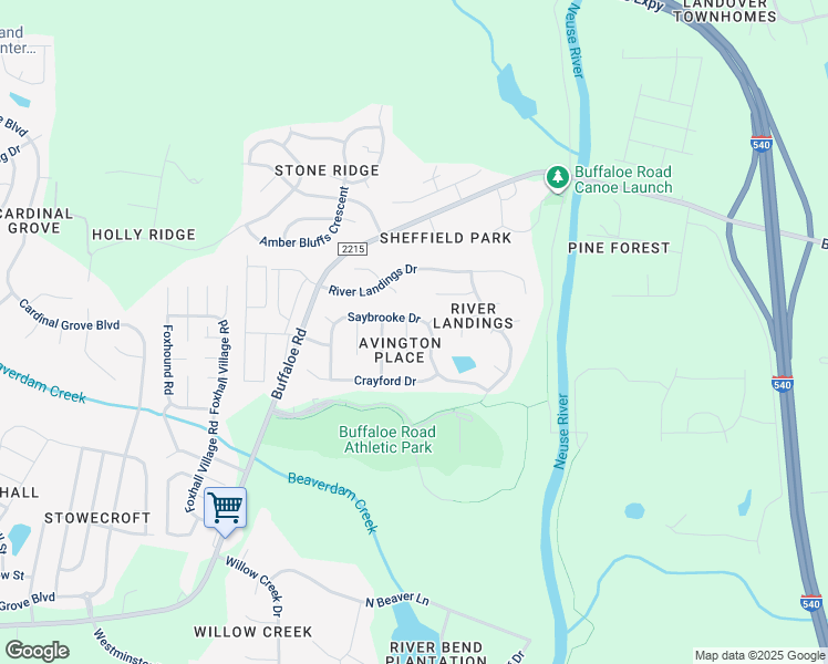 map of restaurants, bars, coffee shops, grocery stores, and more near 4428 Kentwell Place in Raleigh