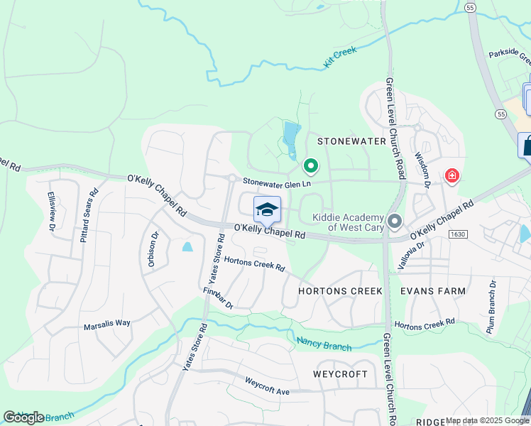 map of restaurants, bars, coffee shops, grocery stores, and more near 719 Windy Peak Loop in Cary
