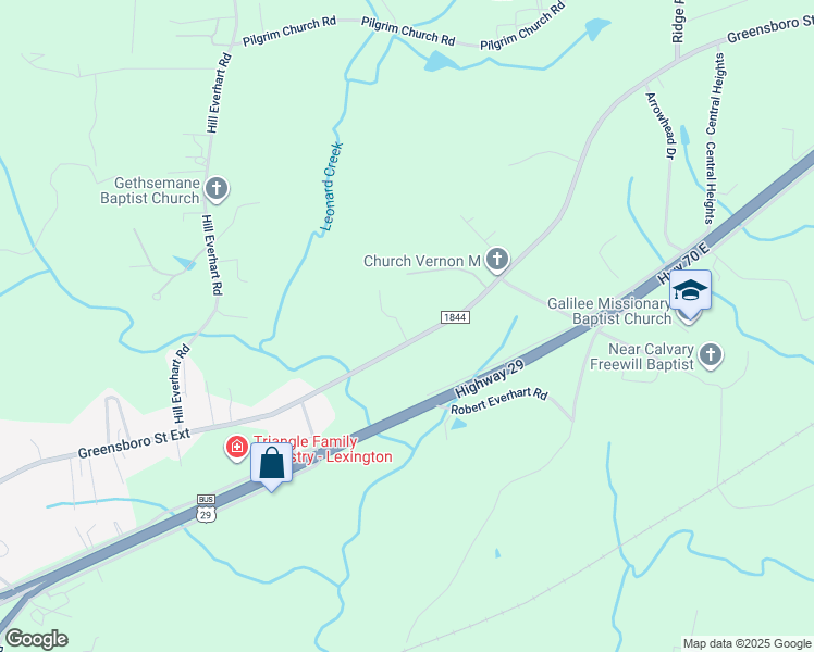 map of restaurants, bars, coffee shops, grocery stores, and more near 1541 Greensboro Street Extension in Lexington