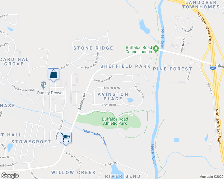 map of restaurants, bars, coffee shops, grocery stores, and more near 6213 Saybrooke Drive in Raleigh