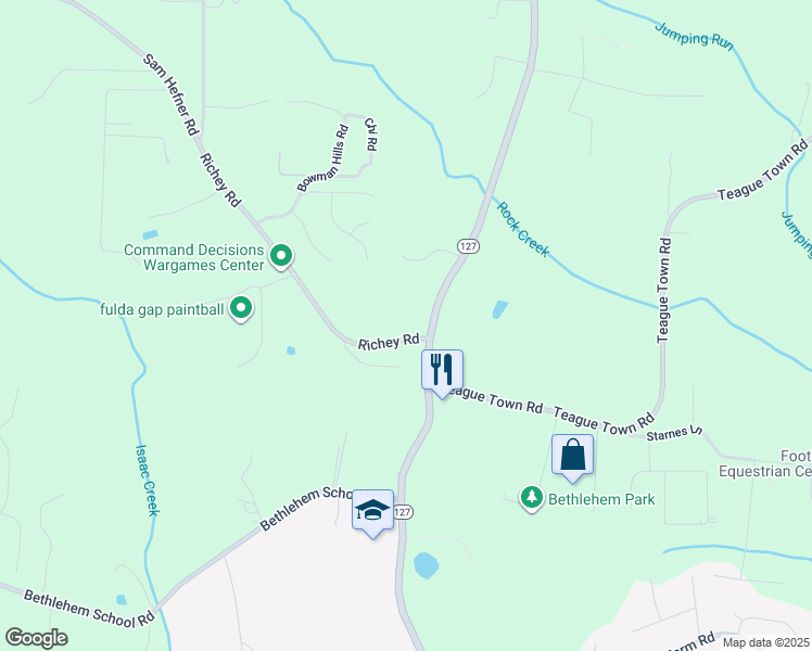 map of restaurants, bars, coffee shops, grocery stores, and more near North Carolina 127 in Township of Taylorsville