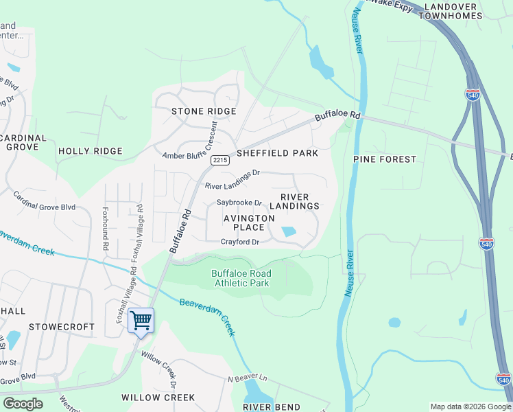 map of restaurants, bars, coffee shops, grocery stores, and more near 6213 Saybrooke Drive in Raleigh
