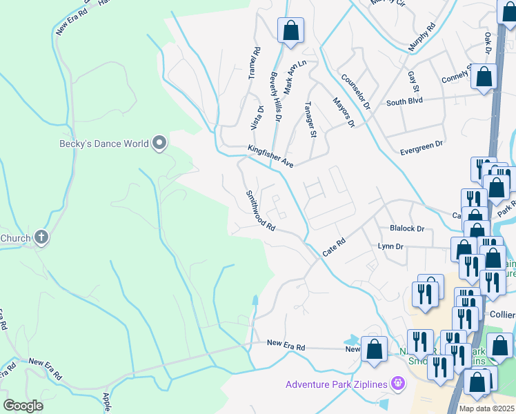 map of restaurants, bars, coffee shops, grocery stores, and more near 1259 Smithwood Road in Sevierville