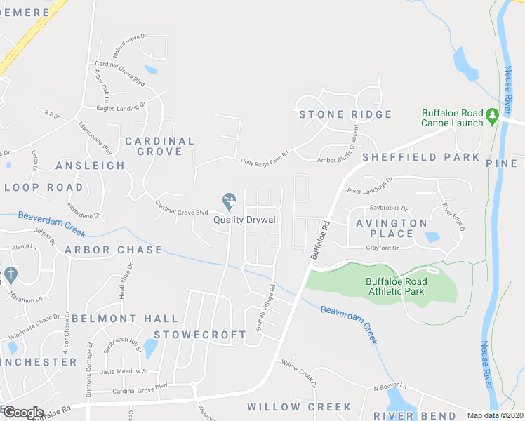 map of restaurants, bars, coffee shops, grocery stores, and more near 6109 Foxhall Village Road in Raleigh