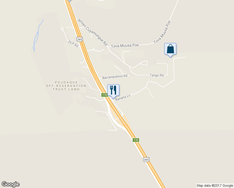 map of restaurants, bars, coffee shops, grocery stores, and more near 9 Banana Lane in Santa Fe