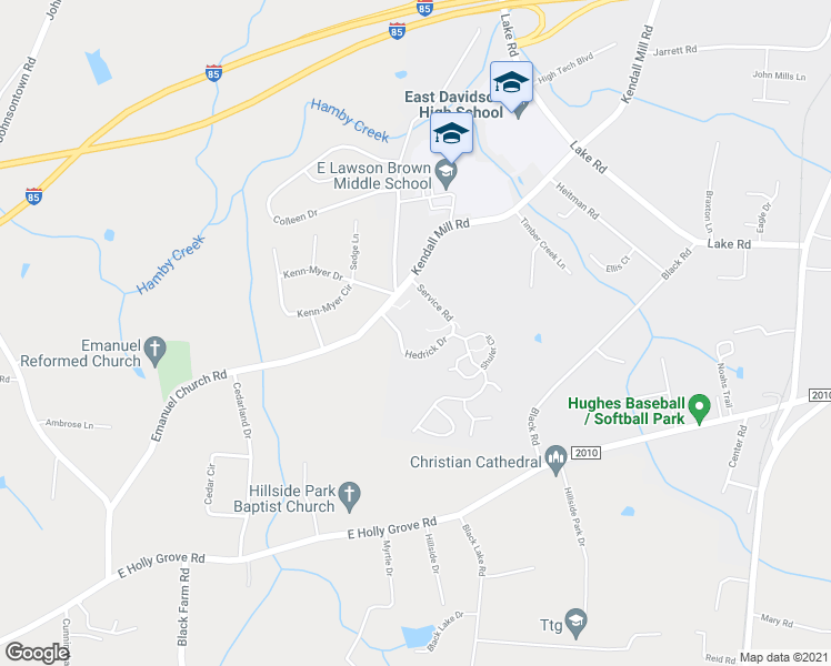 map of restaurants, bars, coffee shops, grocery stores, and more near 100 Hedrick Drive in Thomasville