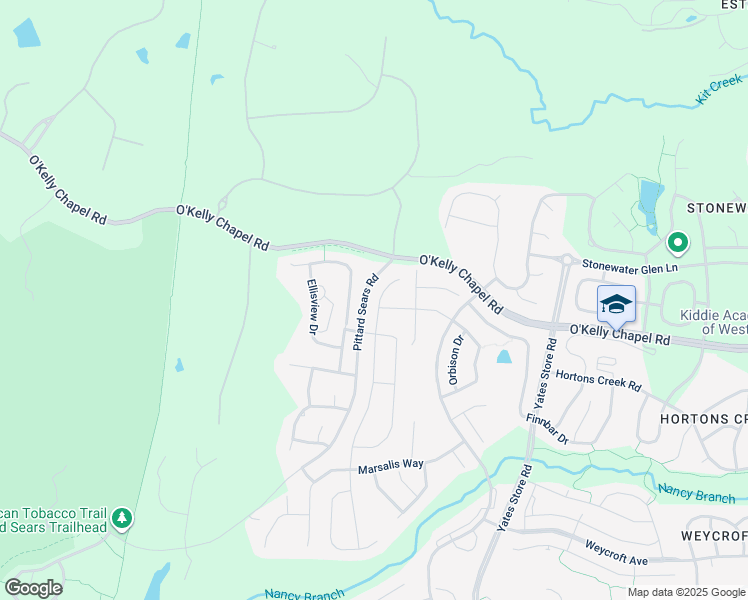 map of restaurants, bars, coffee shops, grocery stores, and more near 317 Abbey View Way in Cary