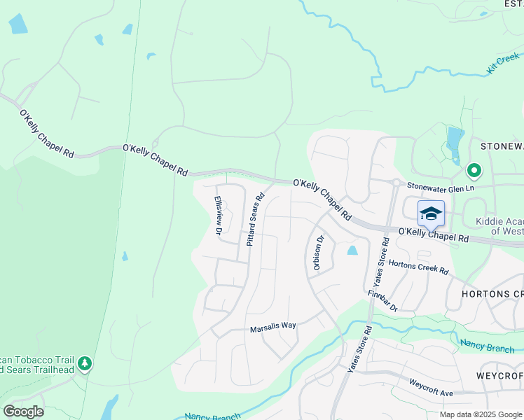 map of restaurants, bars, coffee shops, grocery stores, and more near 317 Abbey View Way in Cary