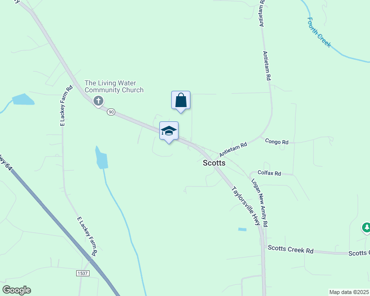 map of restaurants, bars, coffee shops, grocery stores, and more near 4721 Taylorsville Highway in Statesville