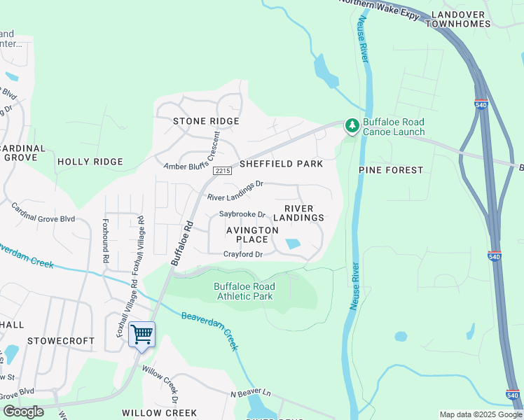 map of restaurants, bars, coffee shops, grocery stores, and more near 6213 Saybrooke Drive in Raleigh