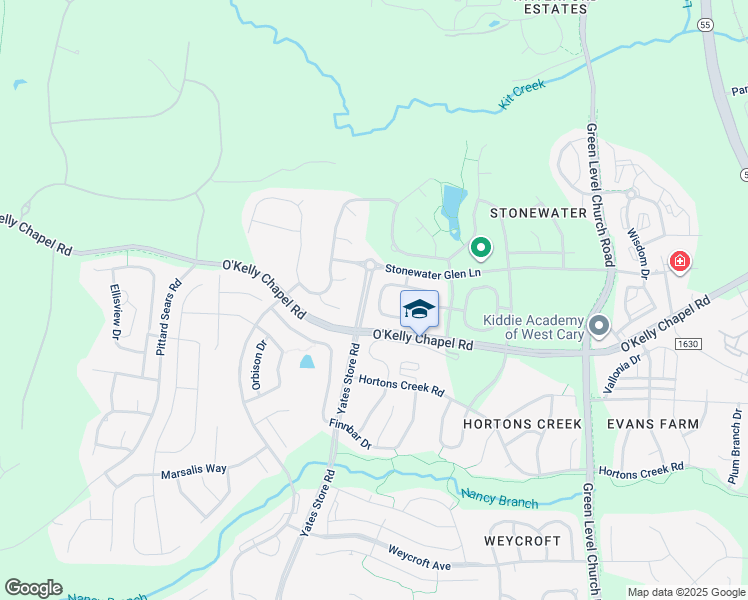 map of restaurants, bars, coffee shops, grocery stores, and more near 310 Windy Peak Loop in Cary