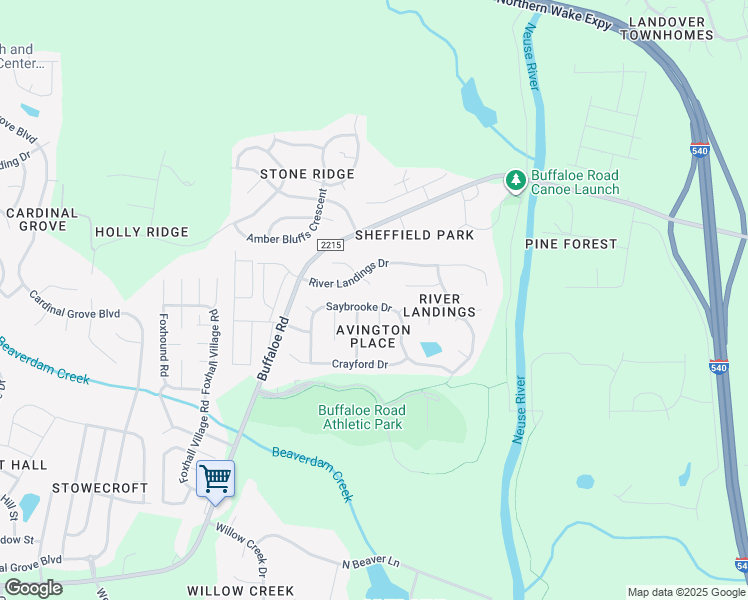 map of restaurants, bars, coffee shops, grocery stores, and more near 6213 Saybrooke Drive in Raleigh