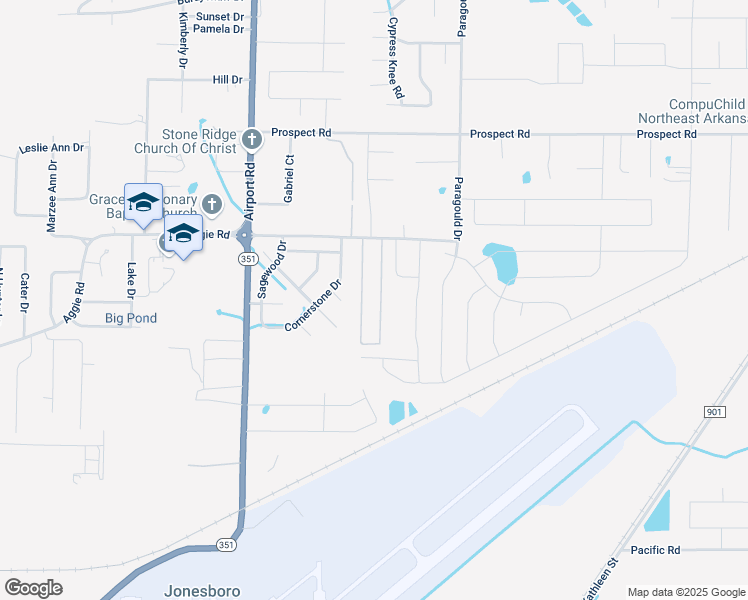 map of restaurants, bars, coffee shops, grocery stores, and more near 4303 Aggie Road in Jonesboro