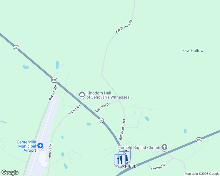 map of restaurants, bars, coffee shops, grocery stores, and more near 4174 Bell Branch Road in Nunnelly