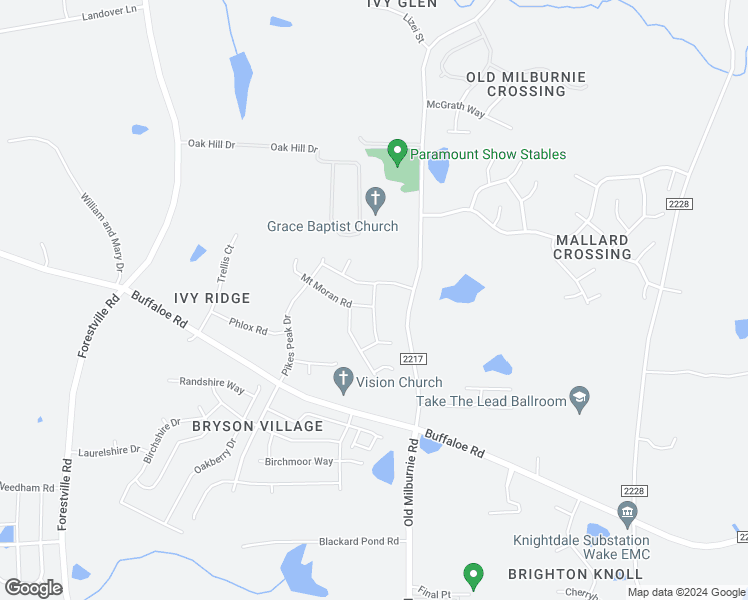 map of restaurants, bars, coffee shops, grocery stores, and more near 2520 Salt River Lane in Wake County