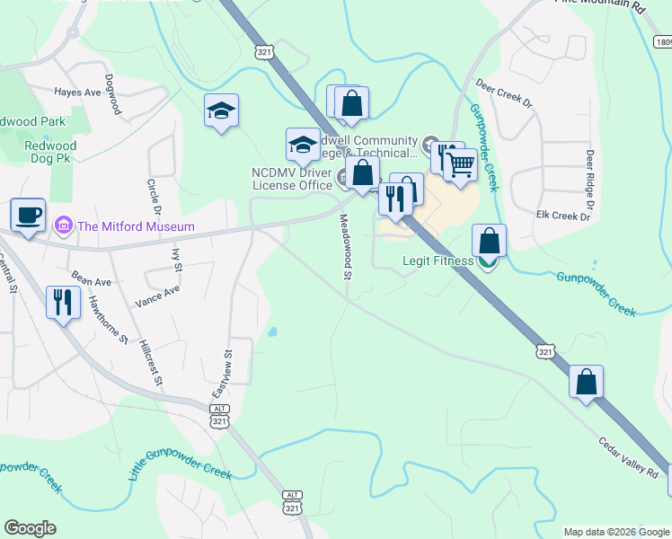 map of restaurants, bars, coffee shops, grocery stores, and more near 638 Meadowood Street in Hudson